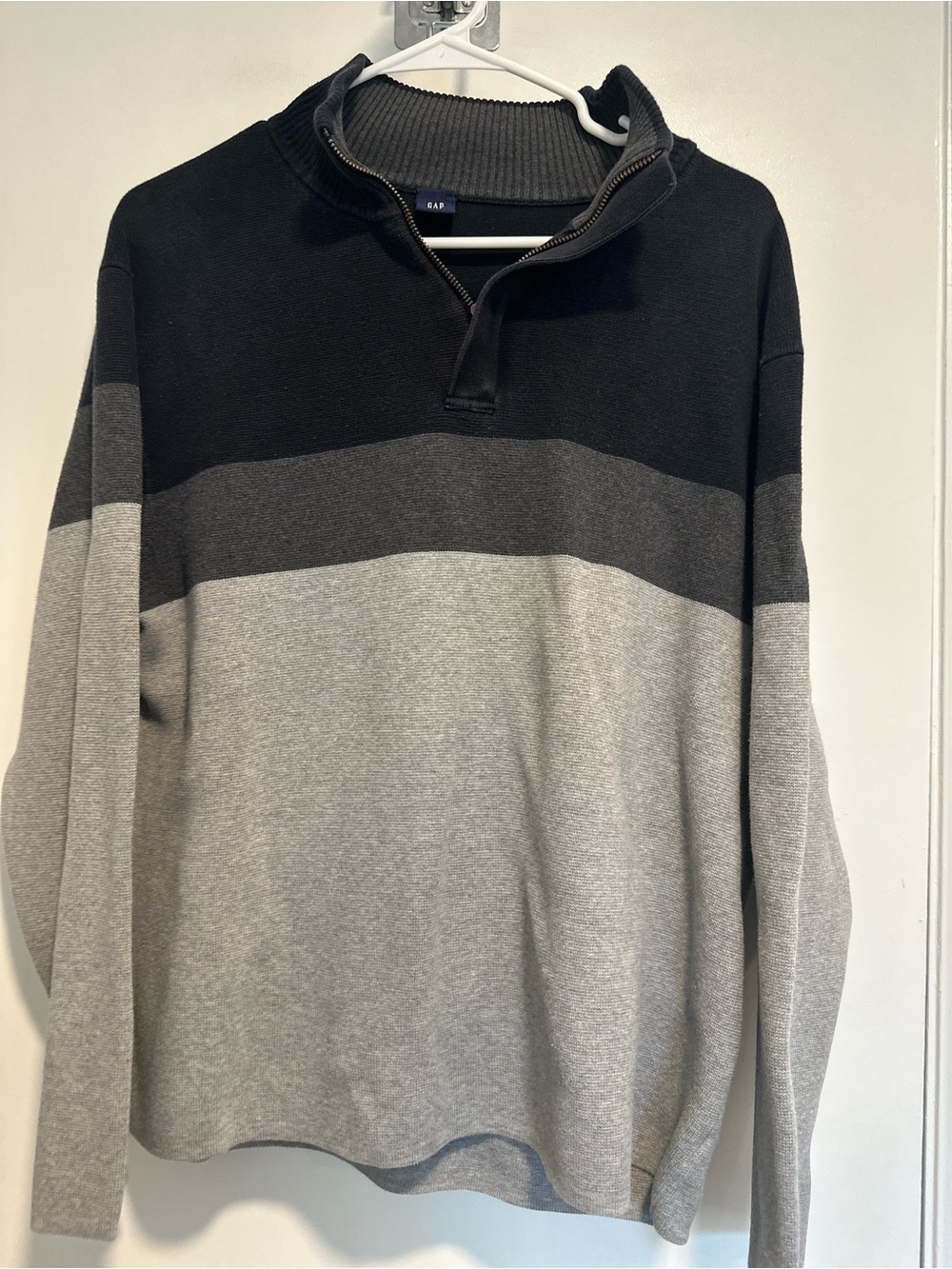 VTG Gap Mens Sz: XXL Colorblock 1/4 Zip Cotton Pullover Gray Casual Sweater.